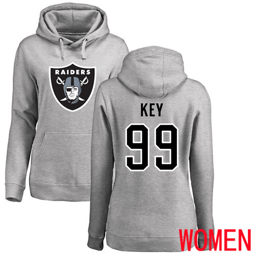 Oakland Raiders Ash Women Arden Key Name and Number Logo NFL Football #99 Pullover Hoodie Sweatshirts
